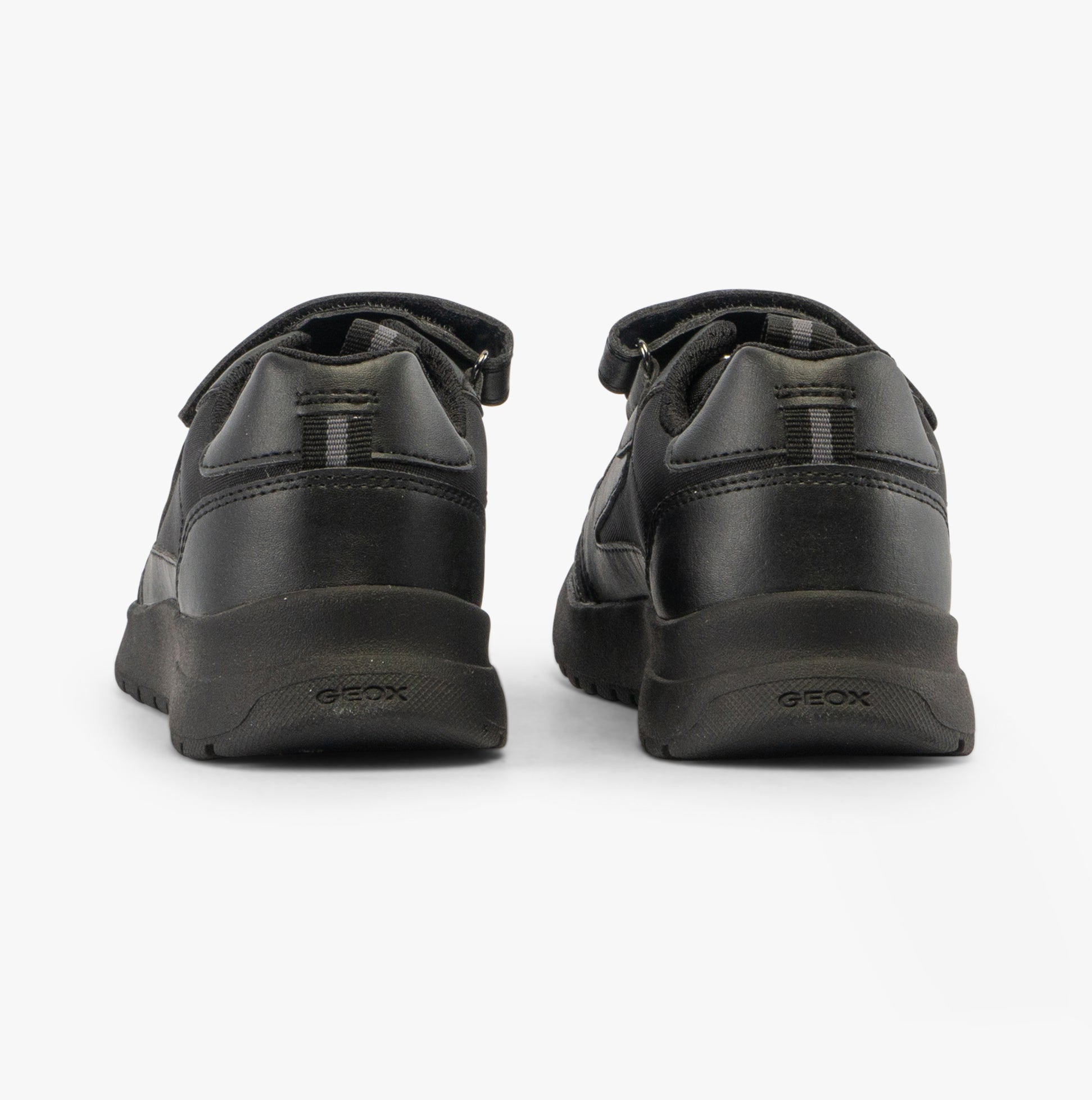 GEOX J BRIEZEE Boys Trainers Black rear view showing the lace-up closure and low-top design.