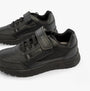 GEOX J BRIEZEE Boys Trainers Black side view showcasing synthetic leather upper and lace-up design.