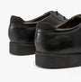 GEOX J ZHEENO Boys Shoes Black rear view showcasing leather upper and block heel design.