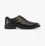 GEOX J ZHEENO Boys Shoes Black side view showing leather upper and lace-up closure.