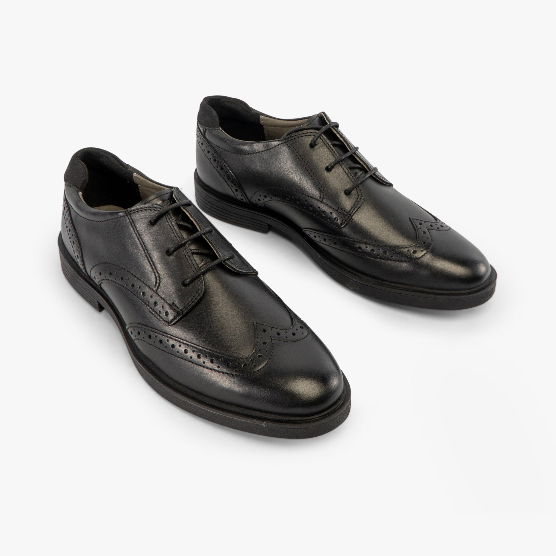 GEOX J ZHEENO Boys Shoes Black, side view, school shoes, leather upper, lace-up, comfortable and breathable.