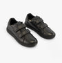 GEOX J THELEVEN Boys Trainers Black front view showing touch fasten straps and sleek design.
