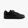 GEOX J ARZACH Boys School Shoes Black side view showcasing leather upper and touch fasten closure.
