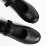 GEOX J HADRIEL GIRL Girls Black top view school shoes with touch fasten strap.