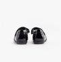GEOX J IBERIDE Girls Shoes Black rear view with touch fasten closure and glossy leather finish.