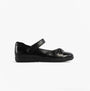 GEOX J IBERIDE Girls Mary Jane Shoes Black side view showing leather upper and touch fasten strap.