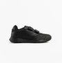 GEOX J RANN-E BOY Unisex Kids Touch Fasten Trainers Black side view with adjustable strap and low top design.