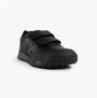 GEOX J RANN-E BOY Unisex Kids Touch Fasten Trainers Black side view showing touch fasten straps and rounded toe.