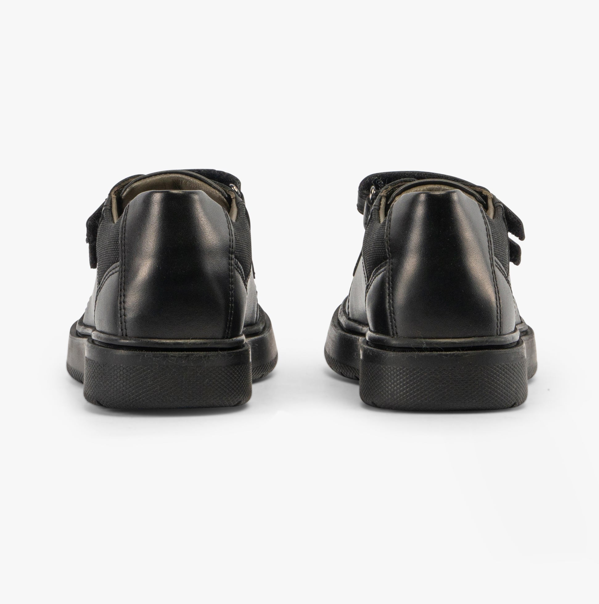 GEOX J RIDDOCK Boys Shoes Black back view showing low top design and touch fasten closure details.