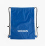 GEOX PMK864 DRAWSTRING Bag Blue front view showing blue synthetic material and white logo.