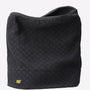 CAT NECK WARMER Unisex Adults Black side view with stretch binding and CAT logo prominently displayed.