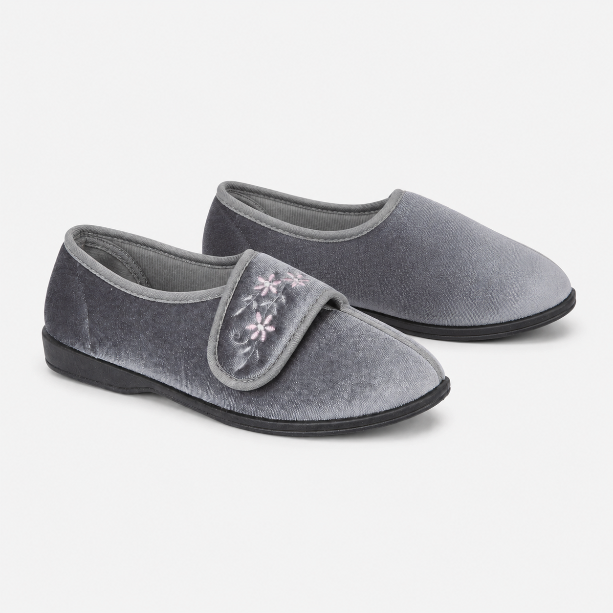 Jo & Joe VERONICA Womens Touch Fasten Slippers Grey