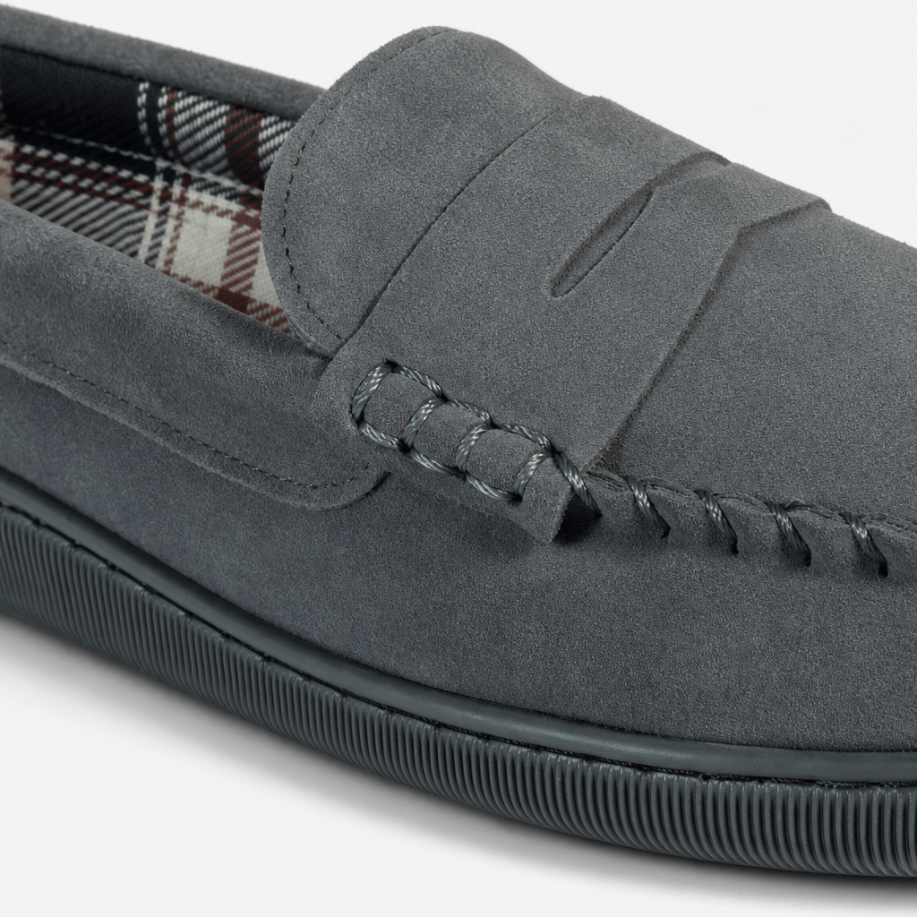 Jo & Joe BEAMSLEY Mens Moccasin Slippers Grey