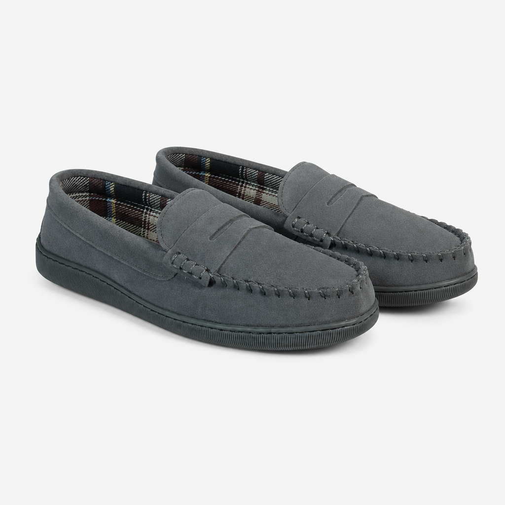 Jo & Joe BEAMSLEY Mens Moccasin Slippers Grey