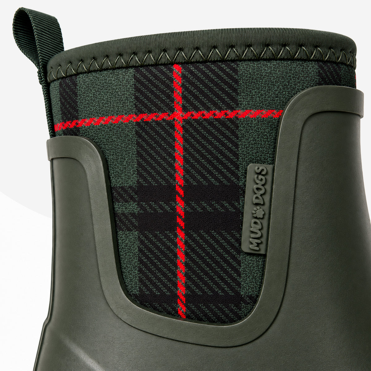 Mud Dogs BROOKE Womens Ankle Neoprene Wellies Green Check
