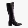 Gabor ISLA Womens Boots Black side view showing tall leather upper, mid-calf height and block heel.