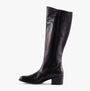 Gabor ISLA Womens Boots Black side view tall leather boots with block heel and zip closure.