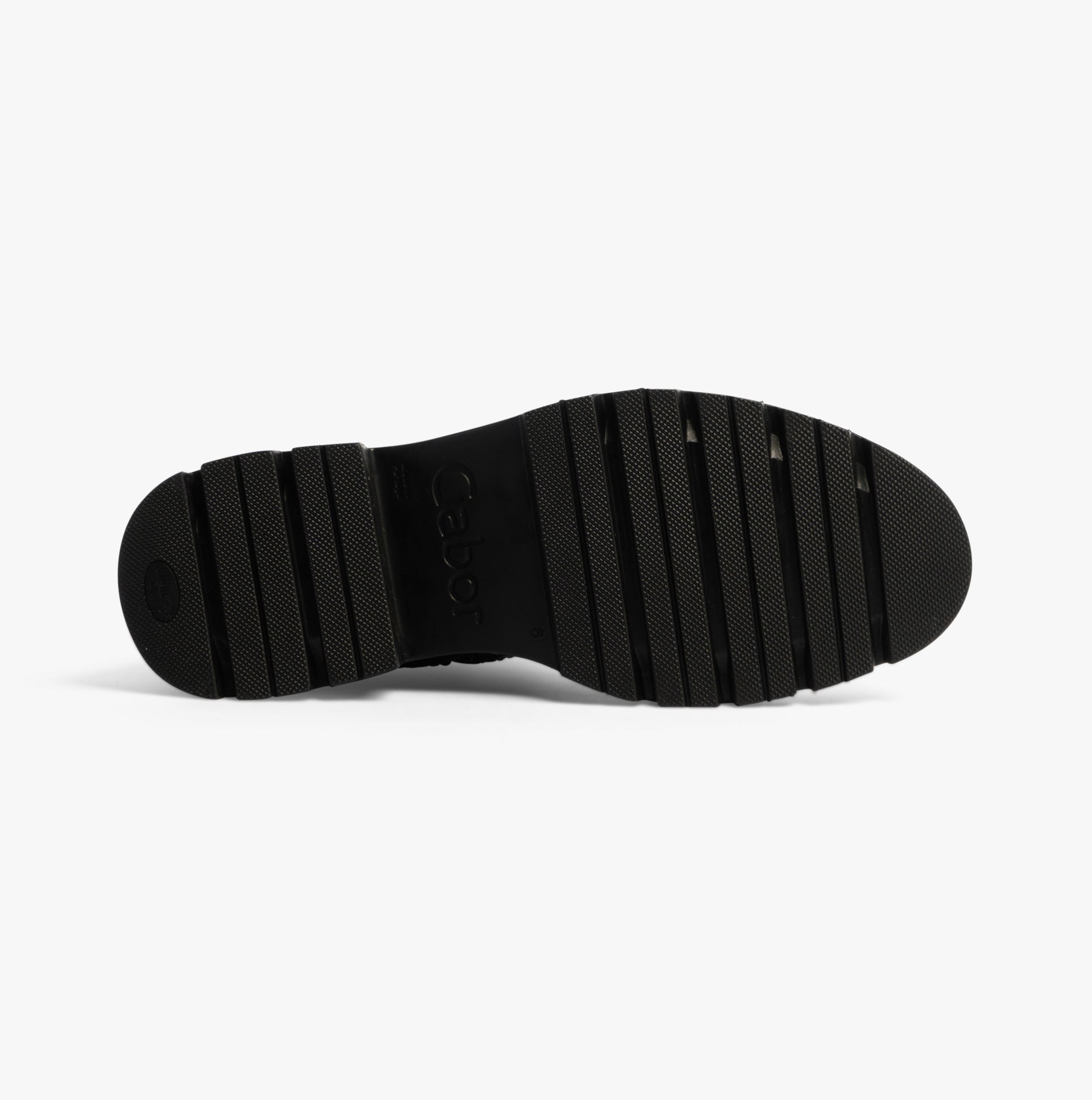 Gabor MARRISA Womens Boots Black sole view, showcasing the traction and design of the PU material.
