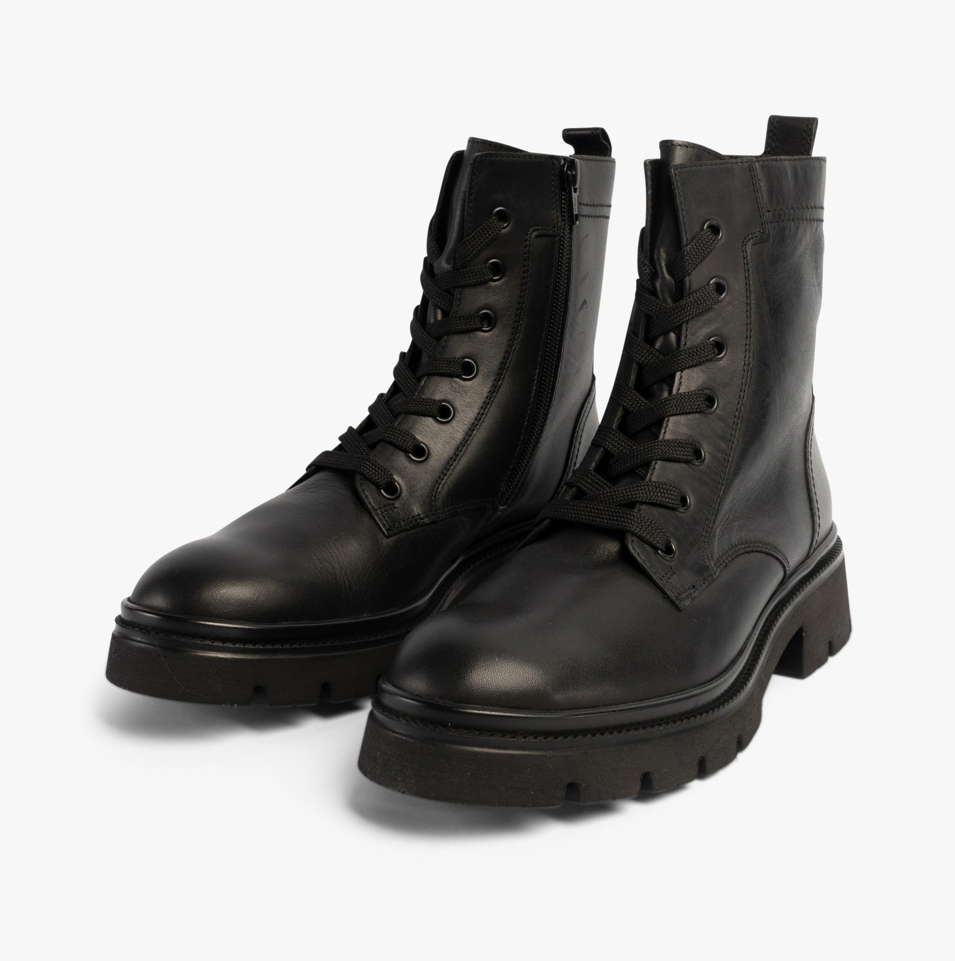 Gabor MERYL Womens Boots Black side view showing lace-up closure and block heel design.