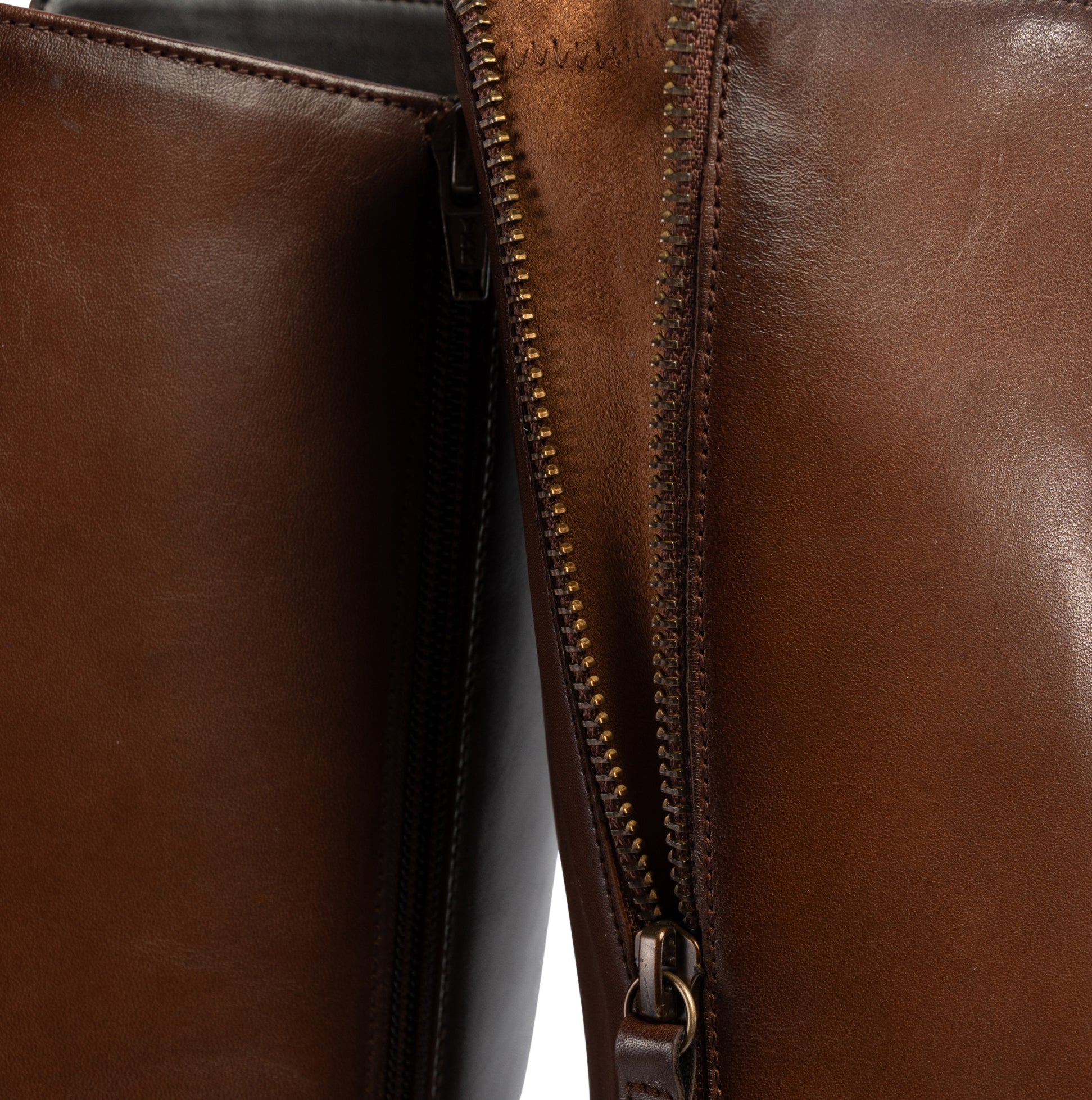 Gabor MATCH Womens Boots Brown detail view of leather zipper and interior lining