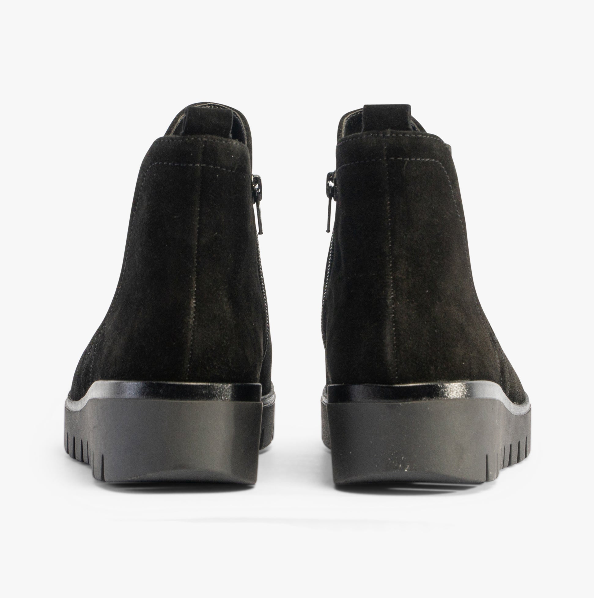Gabor DUBLIN Womens Boots Black rear view showcasing suede material and wedge heel design.