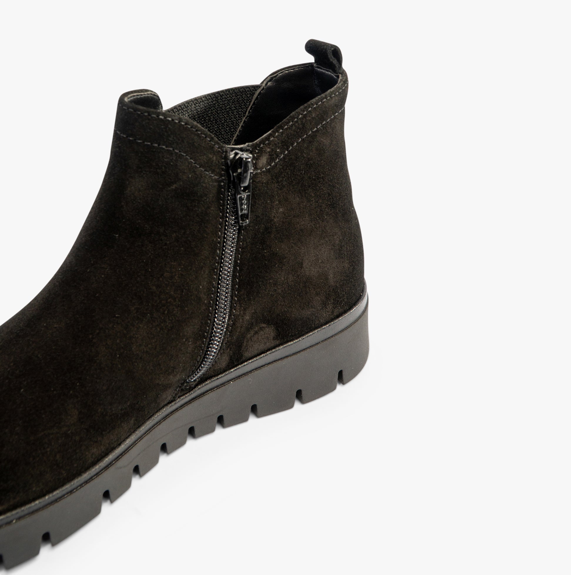 Gabor DUBLIN Womens Boots Black side view featuring suede upper, zip closure, and rubber sole.