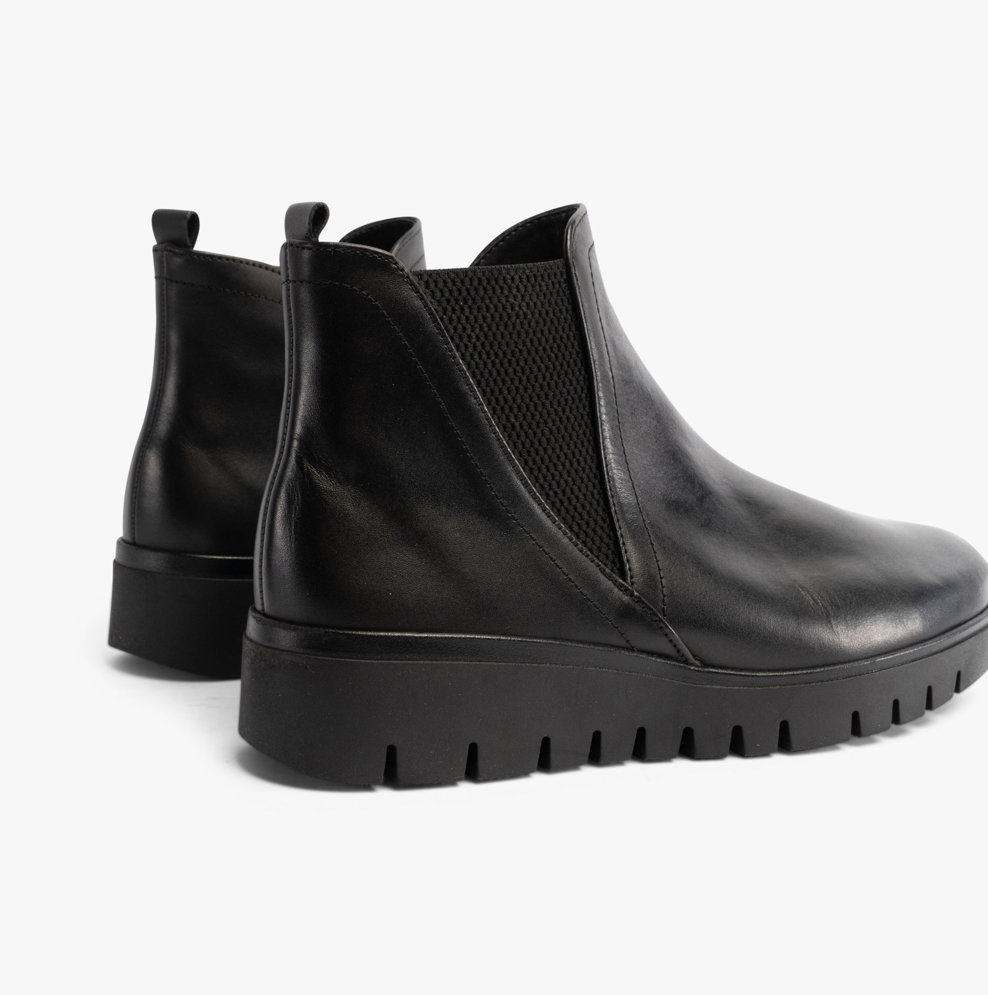 Gabor DUBLIN Womens Boots Black side view showing leather upper and elasticated side panel.