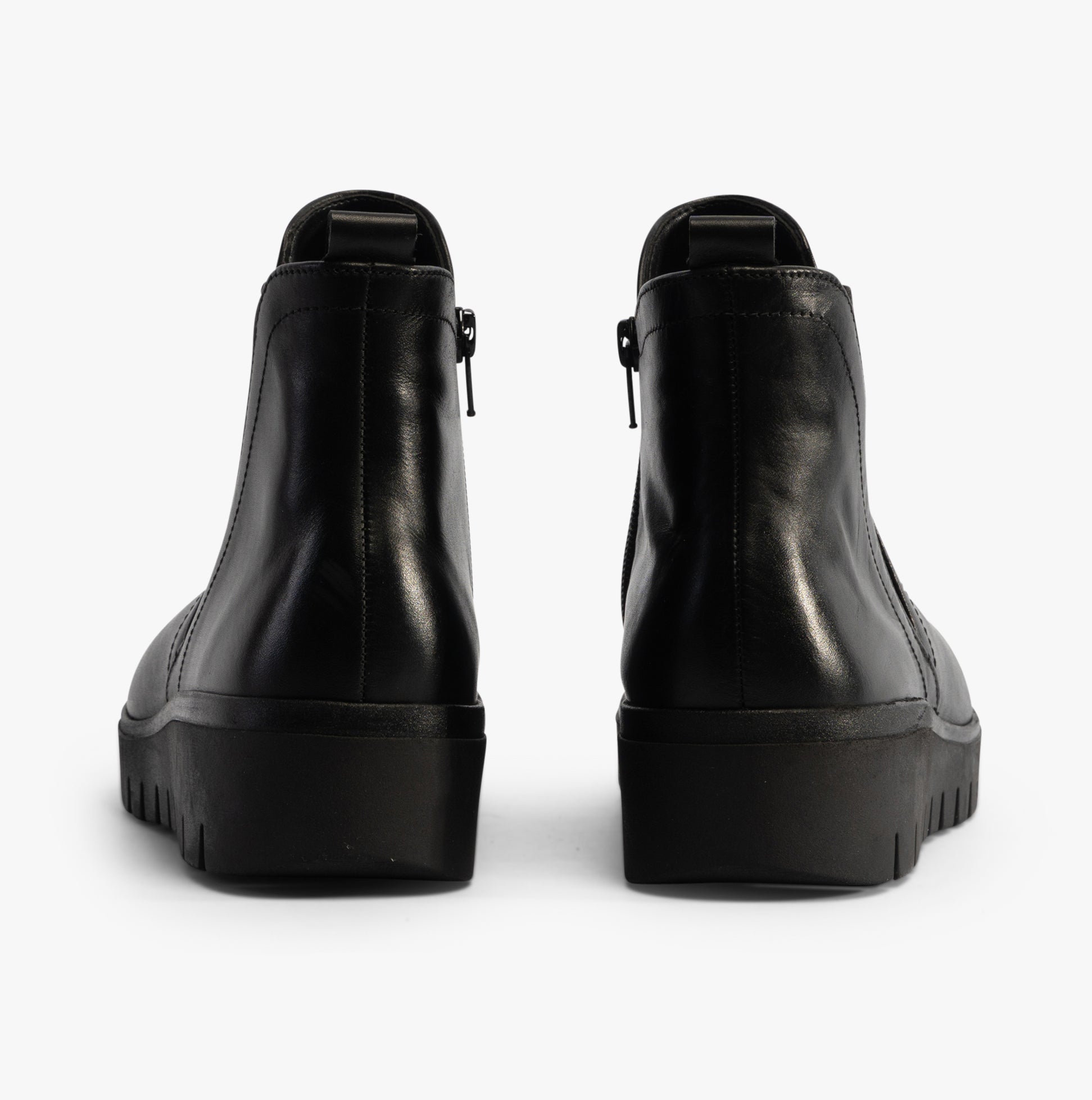 Gabor DUBLIN Womens Boots Black rear view showing leather ankle boots with wedge sole and zip closure.