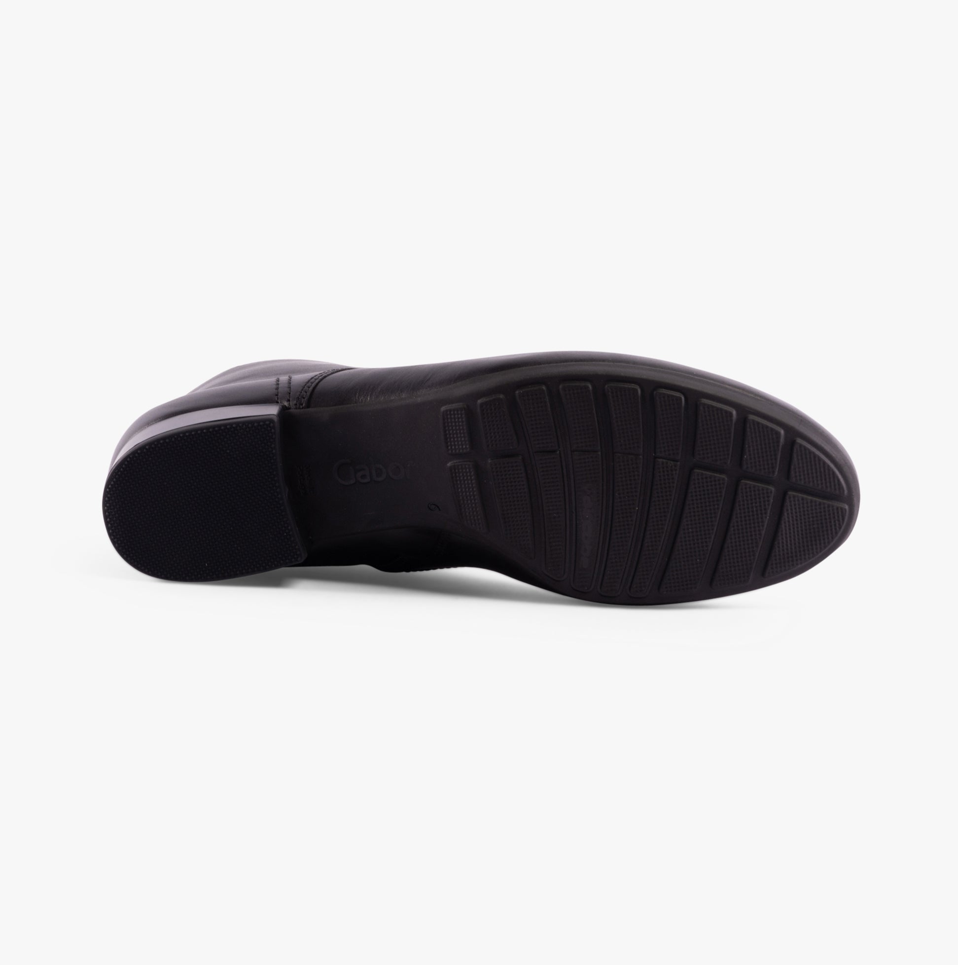 Gabor BOAT Womens Ankle Boots Black sole view showing rubber material and tread design for grip.