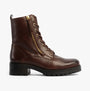 Gabor SERVE Womens Ankle Boots Brown side view showcasing lace-up design and block heel.