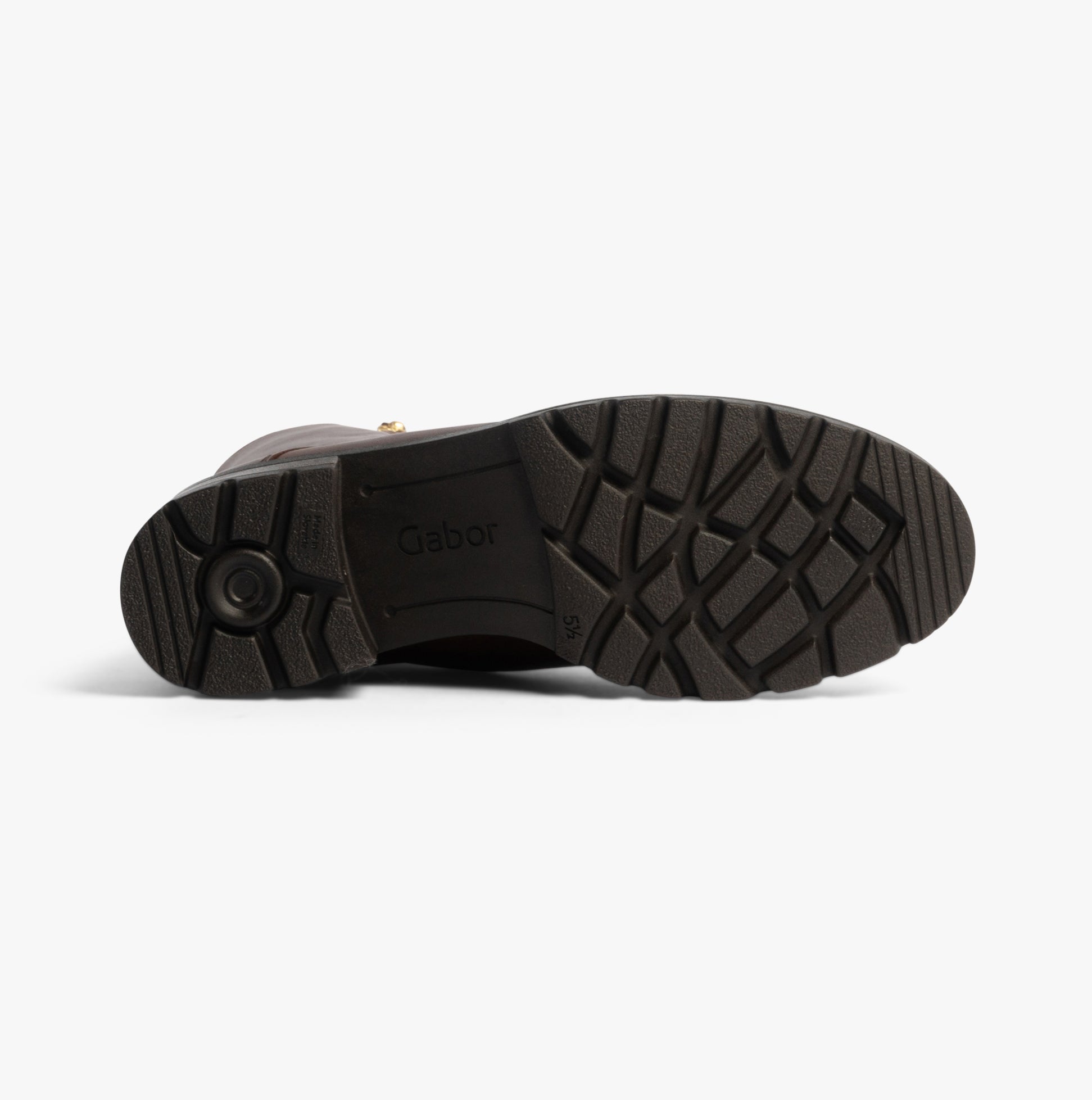 Gabor SERVE Womens Ankle Boots Brown bottom view showing rubber sole with tread pattern.