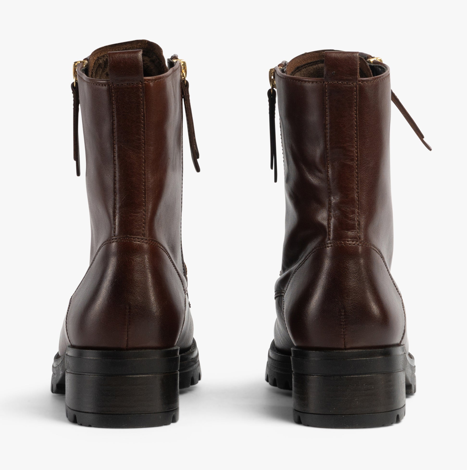 Gabor SERVE Womens Ankle Boots Brown back view showing leather upper and block heel design.