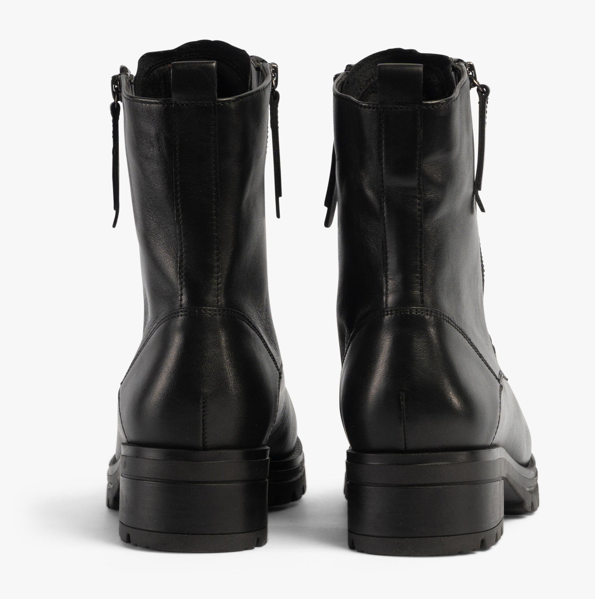 Gabor SERVE Womens Ankle Boots Black rear view showcasing leather material and block heel design.