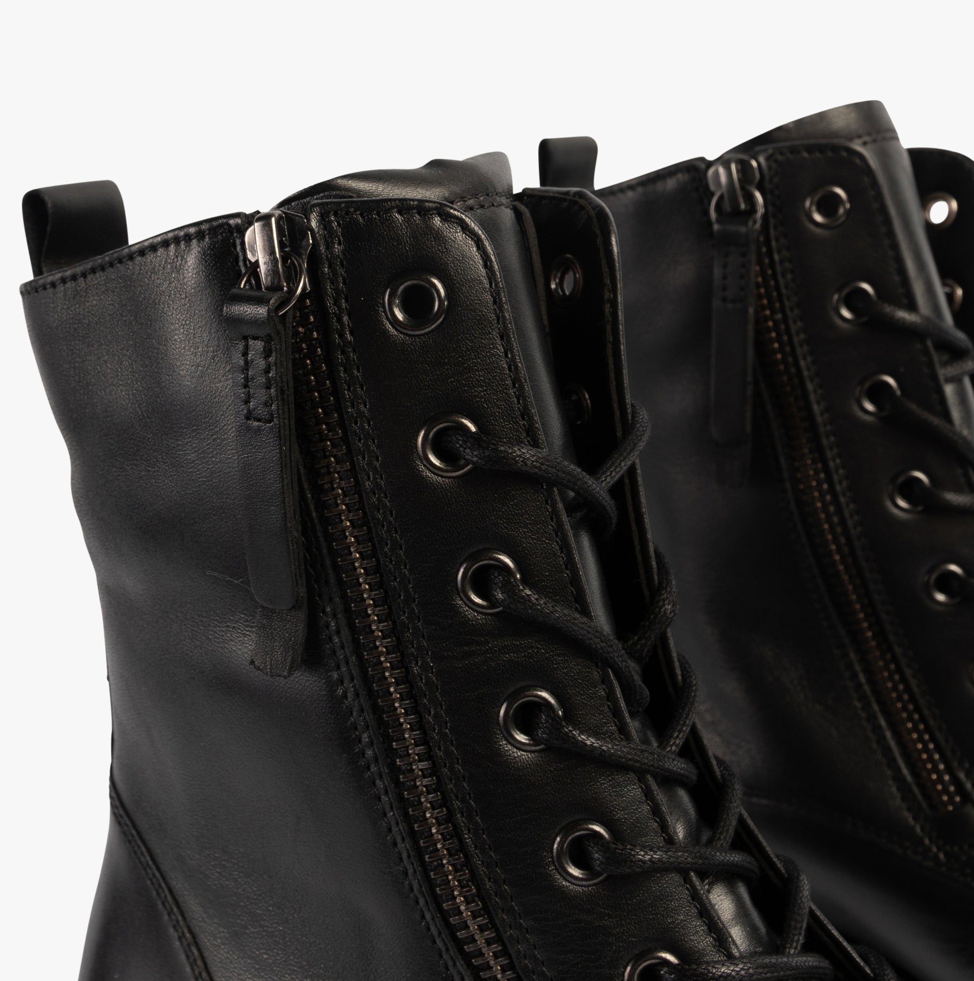 Gabor SERVE Womens Ankle Boots Black detail view showcasing leather upper and lace-up design.