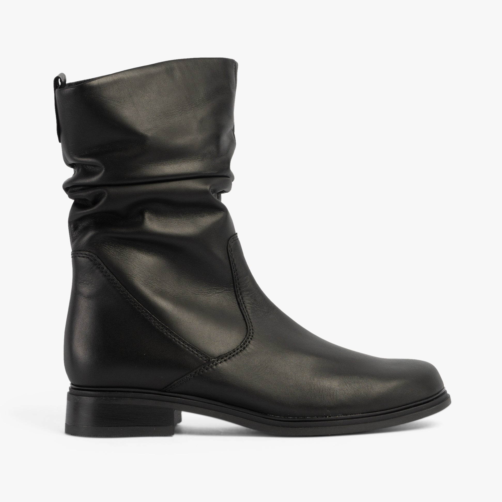 Gabor HODIE Womens Boots Black side view showing leather upper and low block heel design.