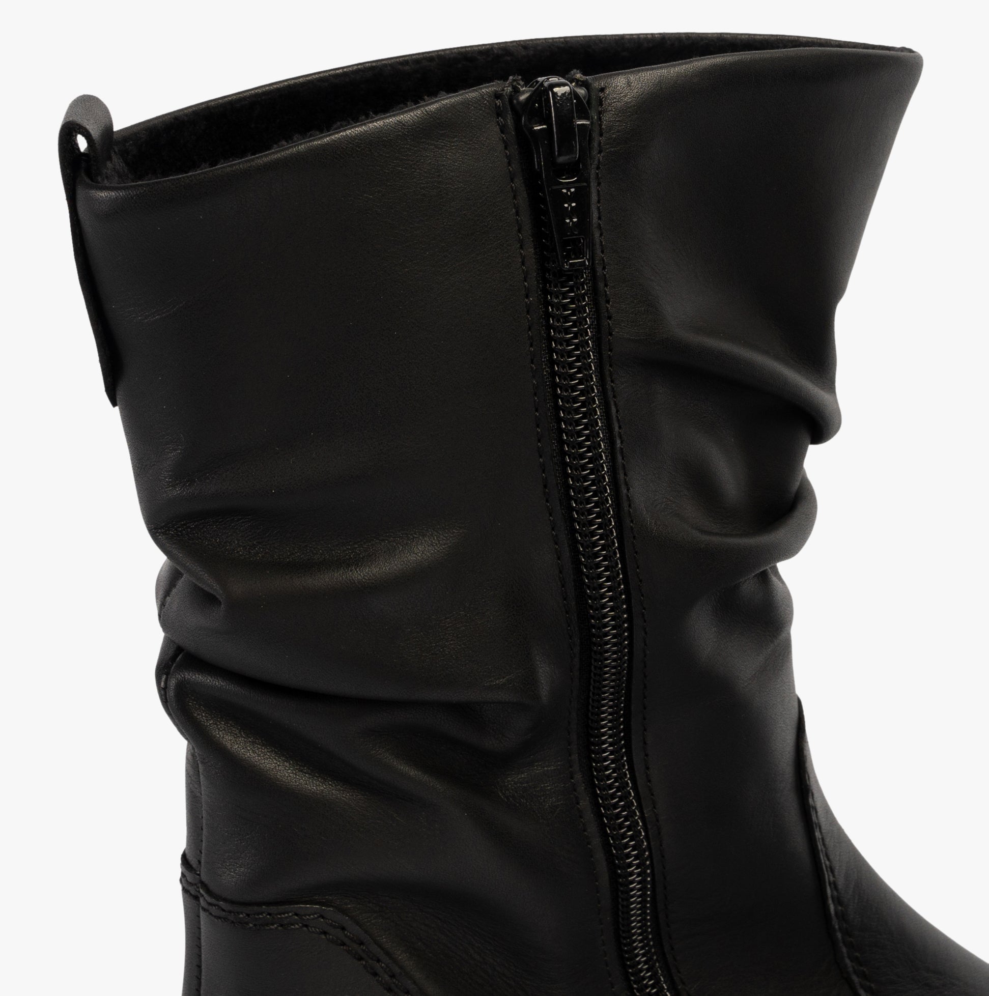 Gabor HODIE Womens Boots Black detail view showing zip closure and leather texture of ankle boots.
