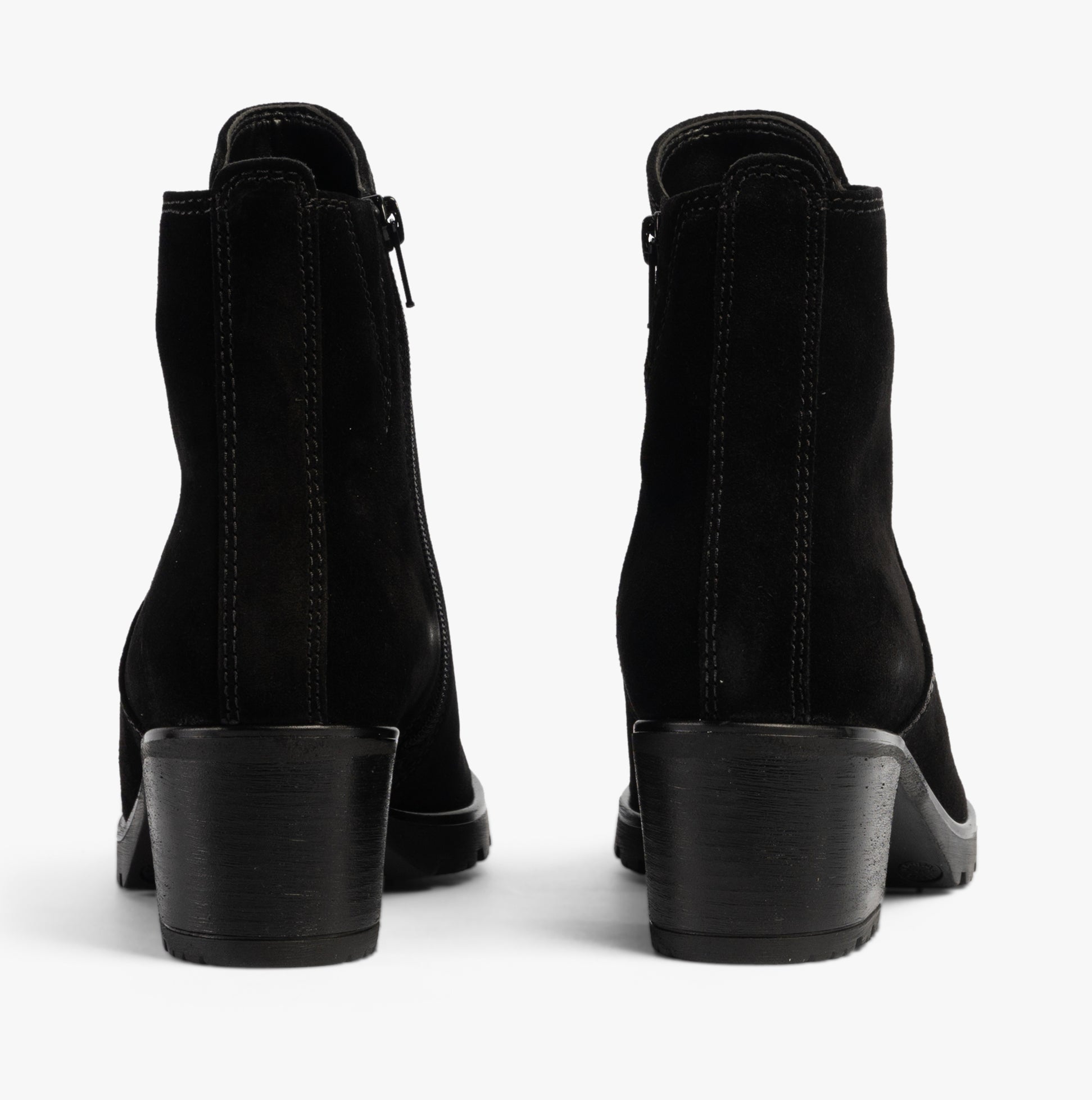 Gabor DELIGHT Womens Ankle Boots Black back view showing block heel and suede upper.