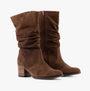 Gabor RAMONA Womens Boots Whisky side view of tall suede boots with block heel and zip closure.