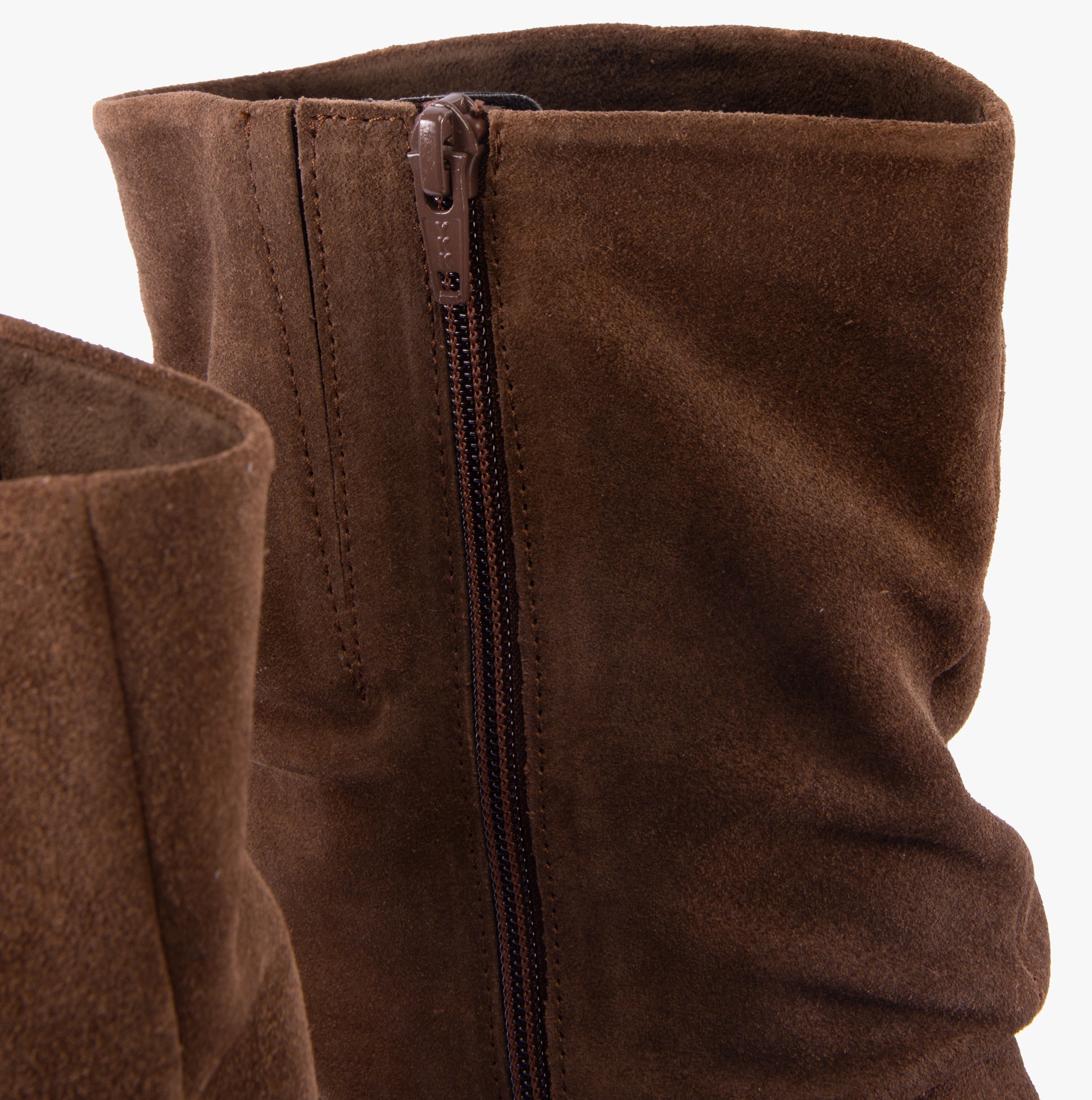 Gabor RAMONA Womens Boots Whisky detail view of zip fastening on brown suede upper