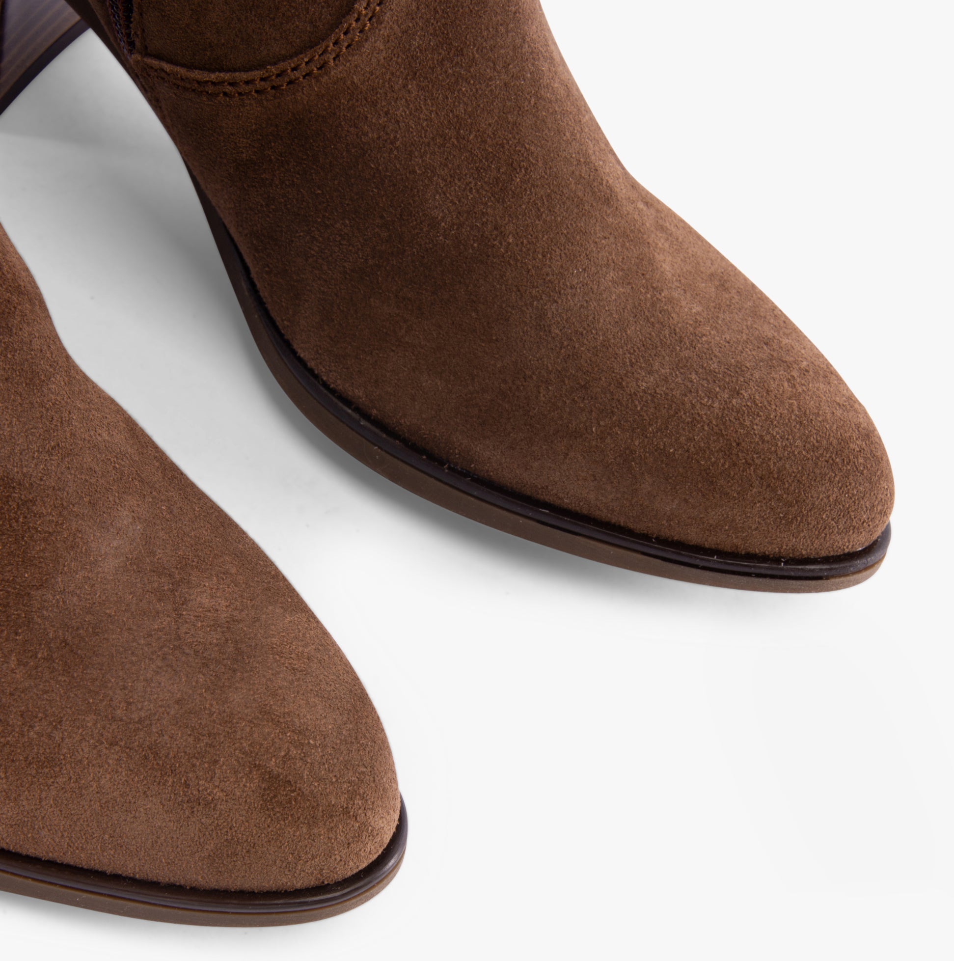 Gabor RAMONA Womens Boots Whisky detail view of suede upper and chisel toe, showcasing comfort features and rich color.