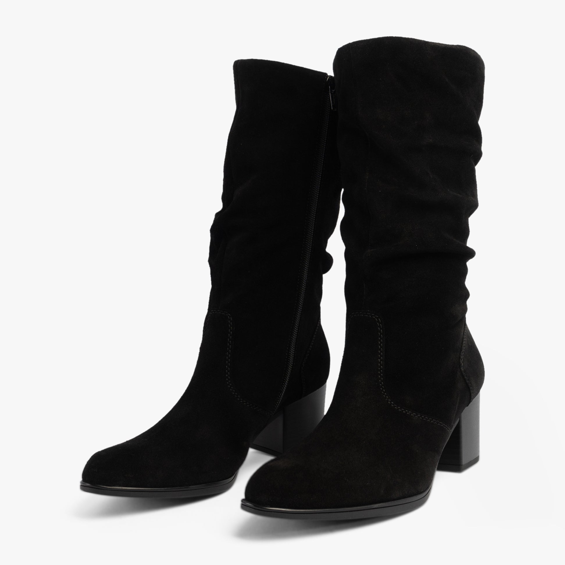 Gabor RAMONA Womens Boots Black side view showcasing suede material and block heel.