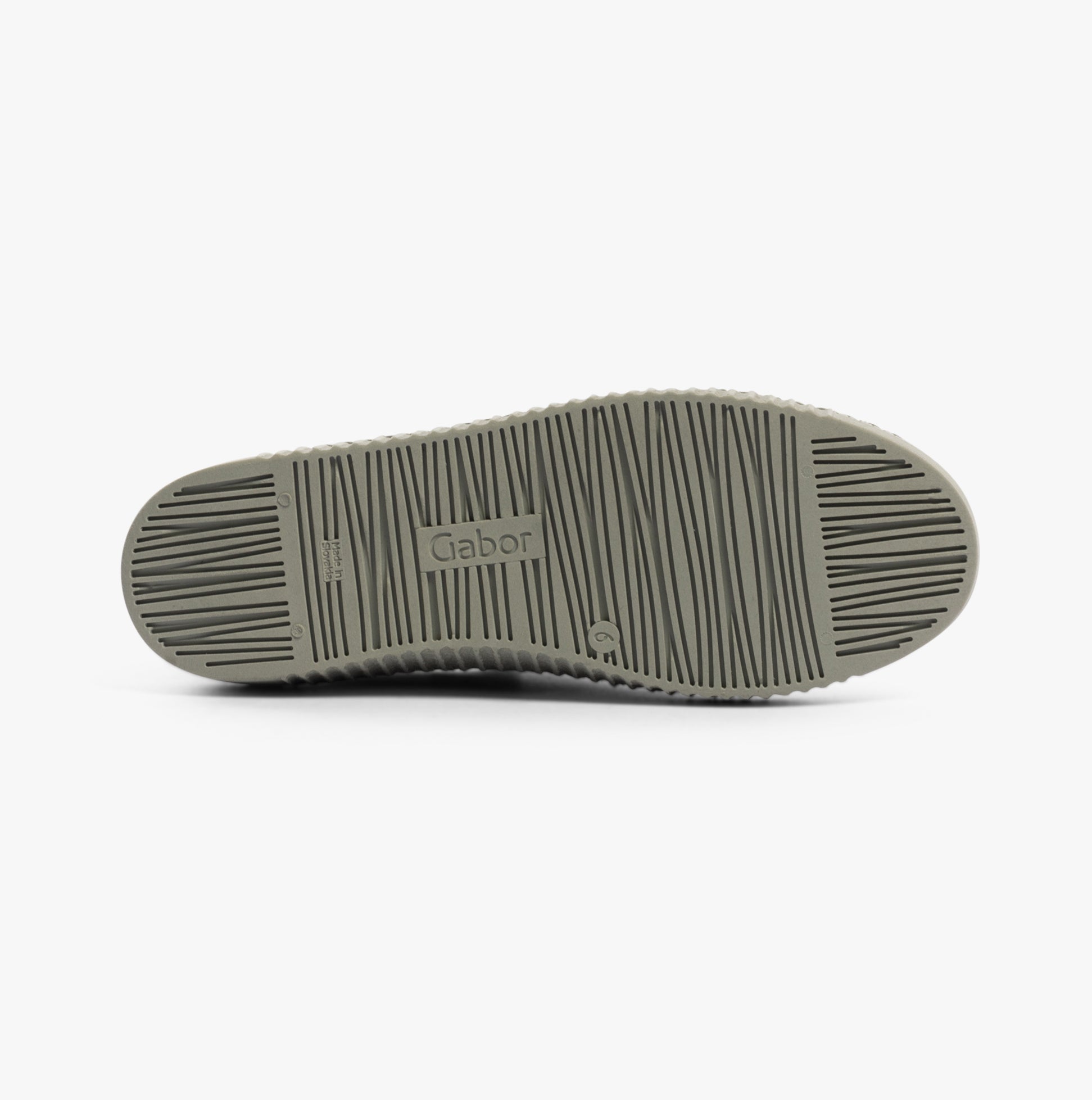 Gabor WISDOM Womens Trainers Navy sole view showcasing rubber outsole design and brand logo detail.