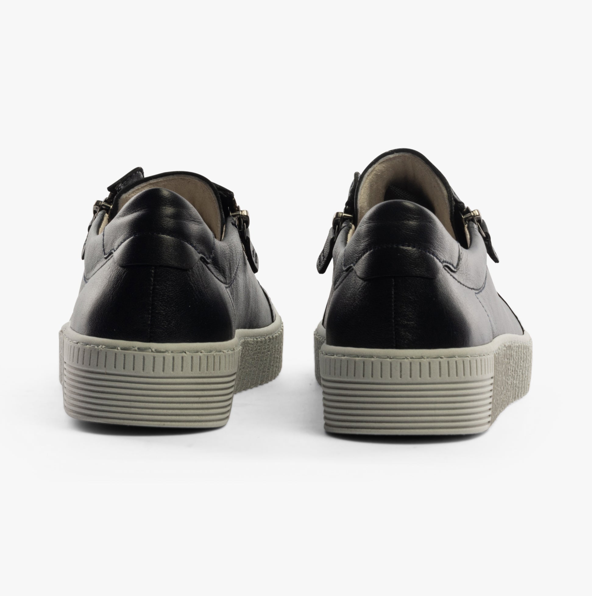 Gabor WISDOM Womens Trainers Navy back view showing leather material and platform sole design.