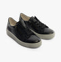 Gabor WISDOM Womens Trainers Navy front view with lace-up and zip features, comfortable leather casual shoes.