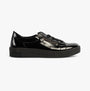 Gabor WISDOM Womens Trainers Black Patent side view, featuring patent leather upper and platform sole.