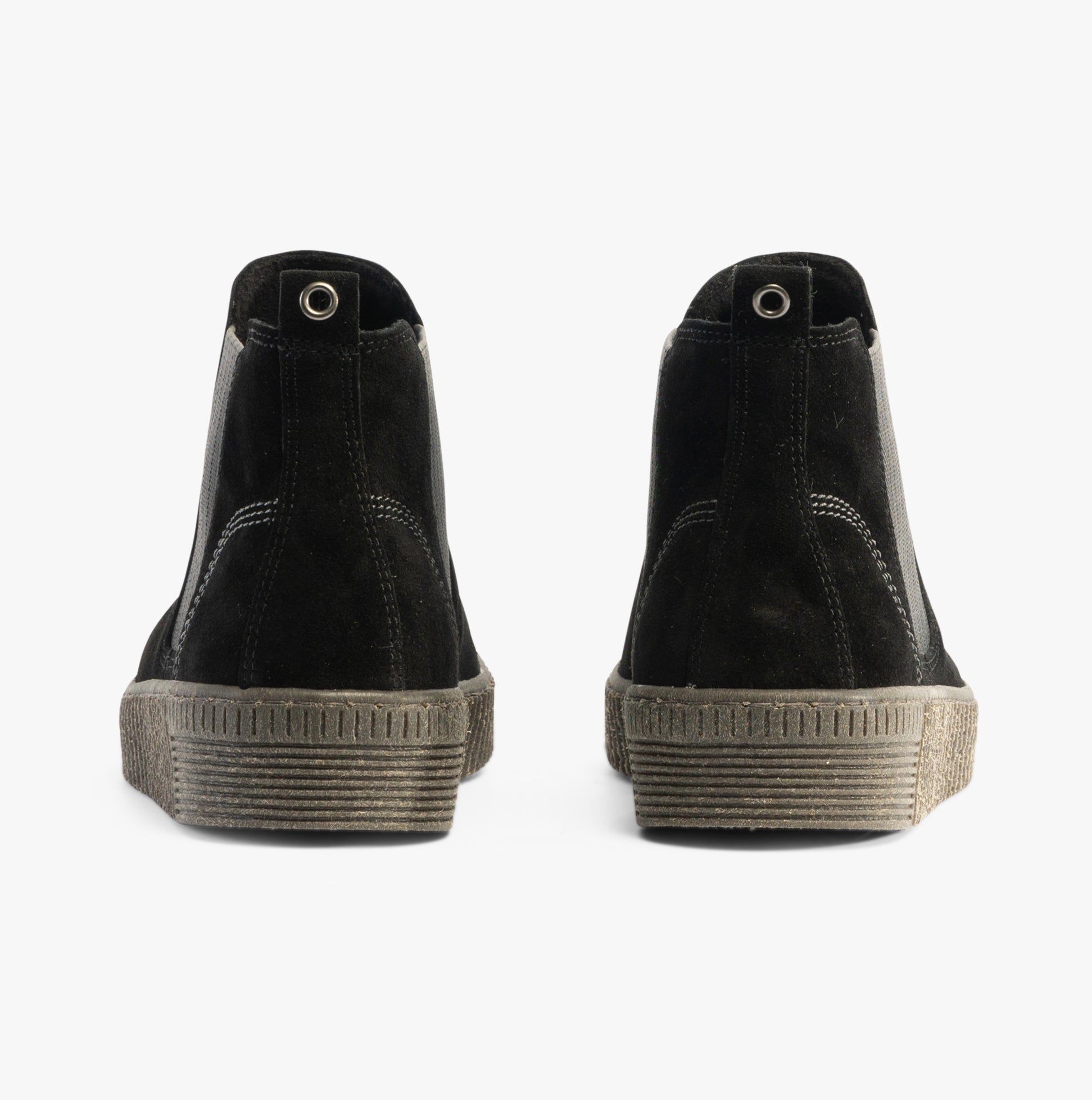 Gabor LOURDES Womens Ankle Boots Black rear view displaying suede upper and rubber sole.