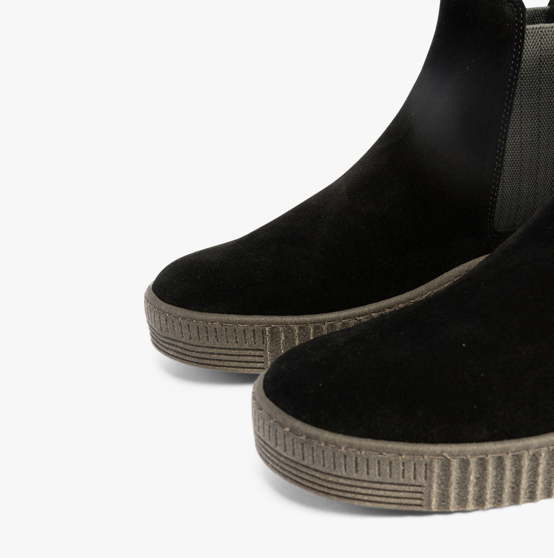 Gabor LOURDES Womens Ankle Boots Black side view highlighting suede upper and elasticated side panel.