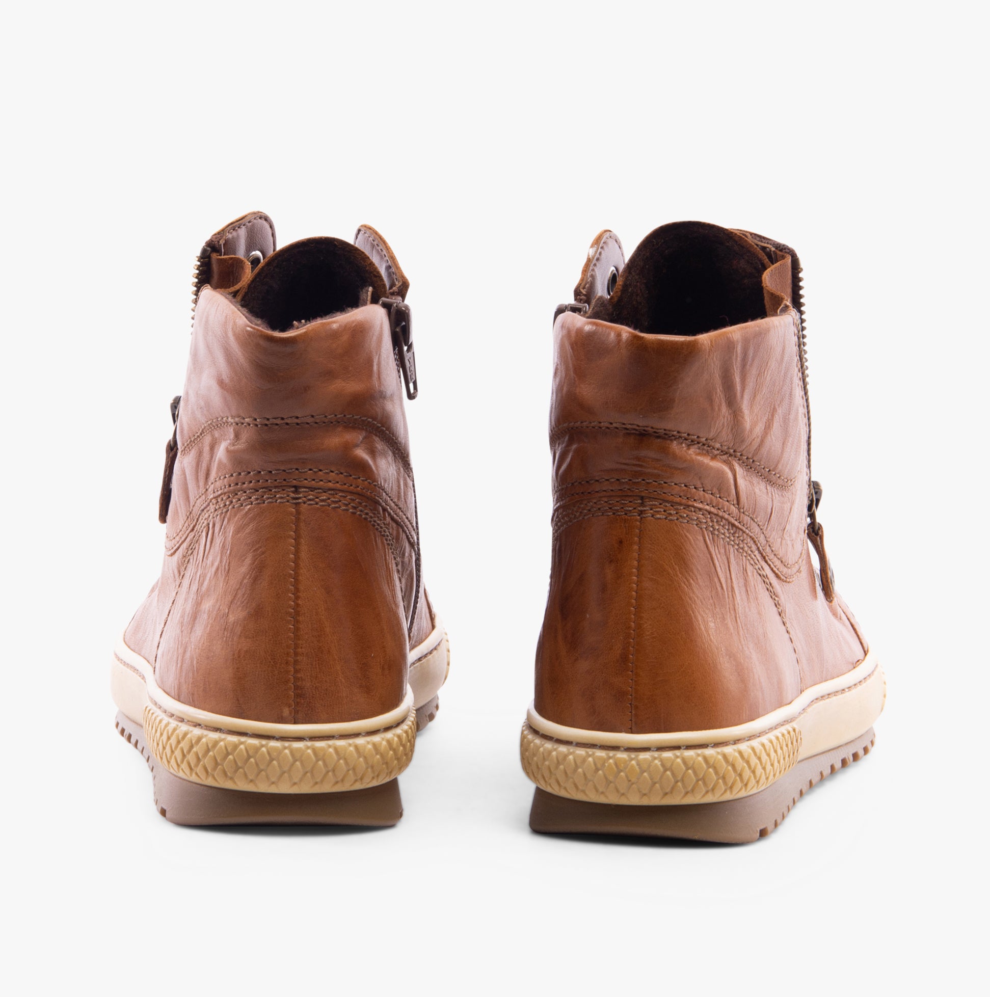 Gabor BULNER Womens Ankle Boots Copper rear view showcasing leather material and flat sole.