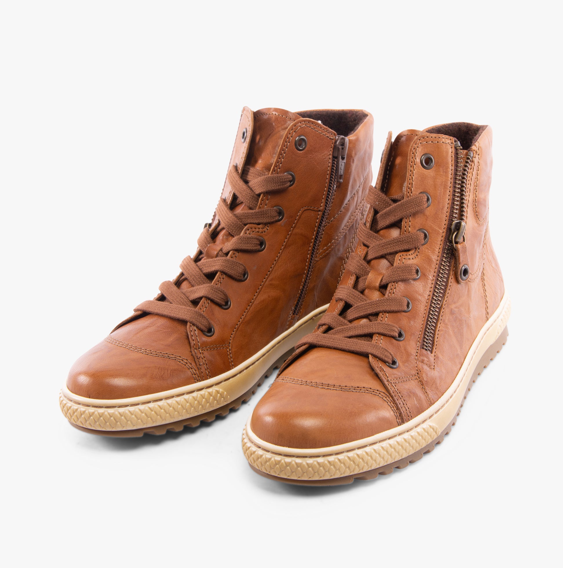 Gabor BULNER Womens Ankle Boots Copper, side view showing lace-up closure and round toe design.