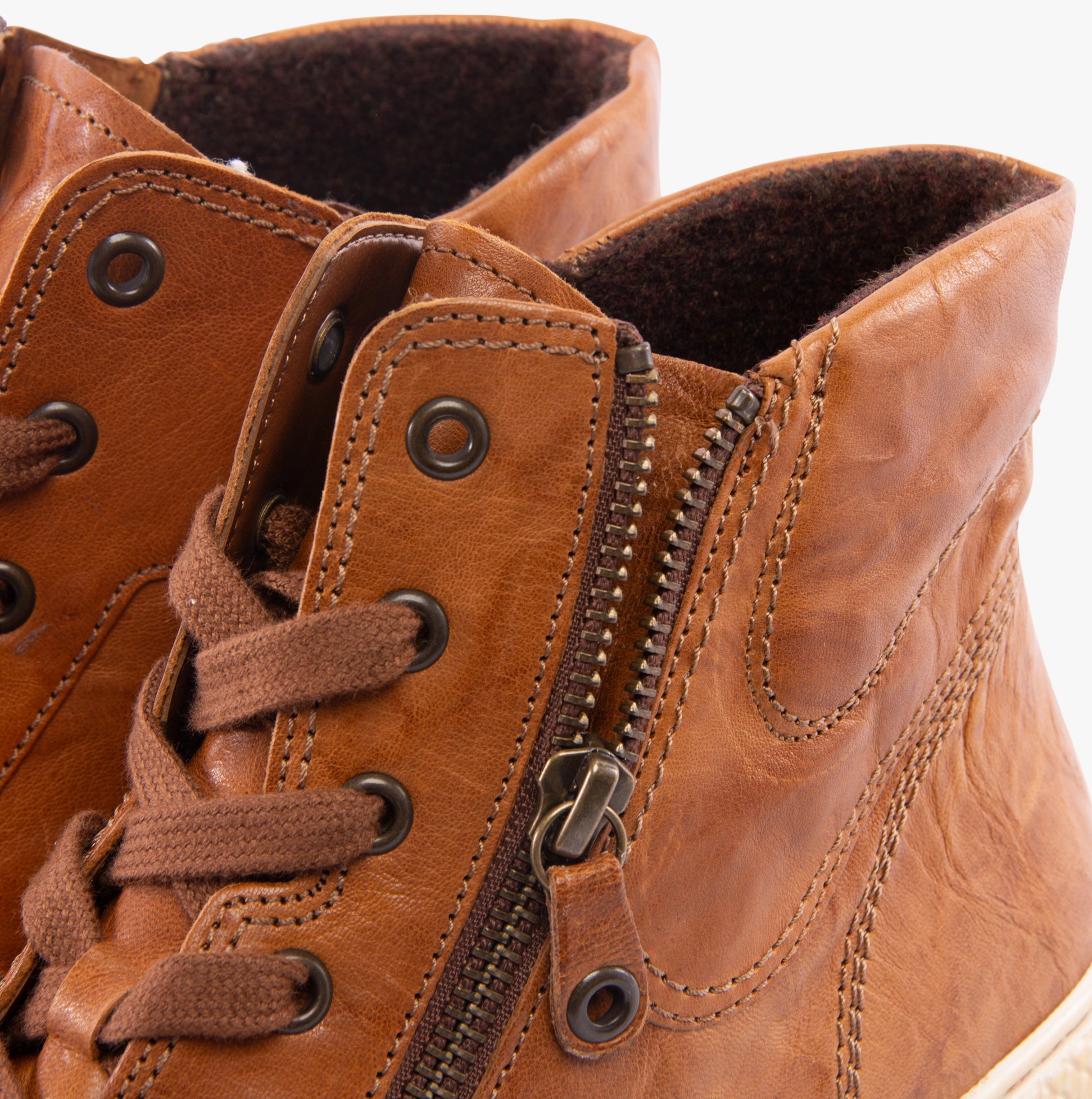 Gabor BULNER Womens Ankle Boots Copper detail view showing lace-up design and zipper feature on the side.